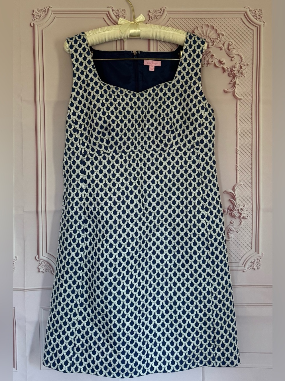 Lilly Pulitzer “Adriana” Navy/Silver Sleeveless Midi Dress Sz 10